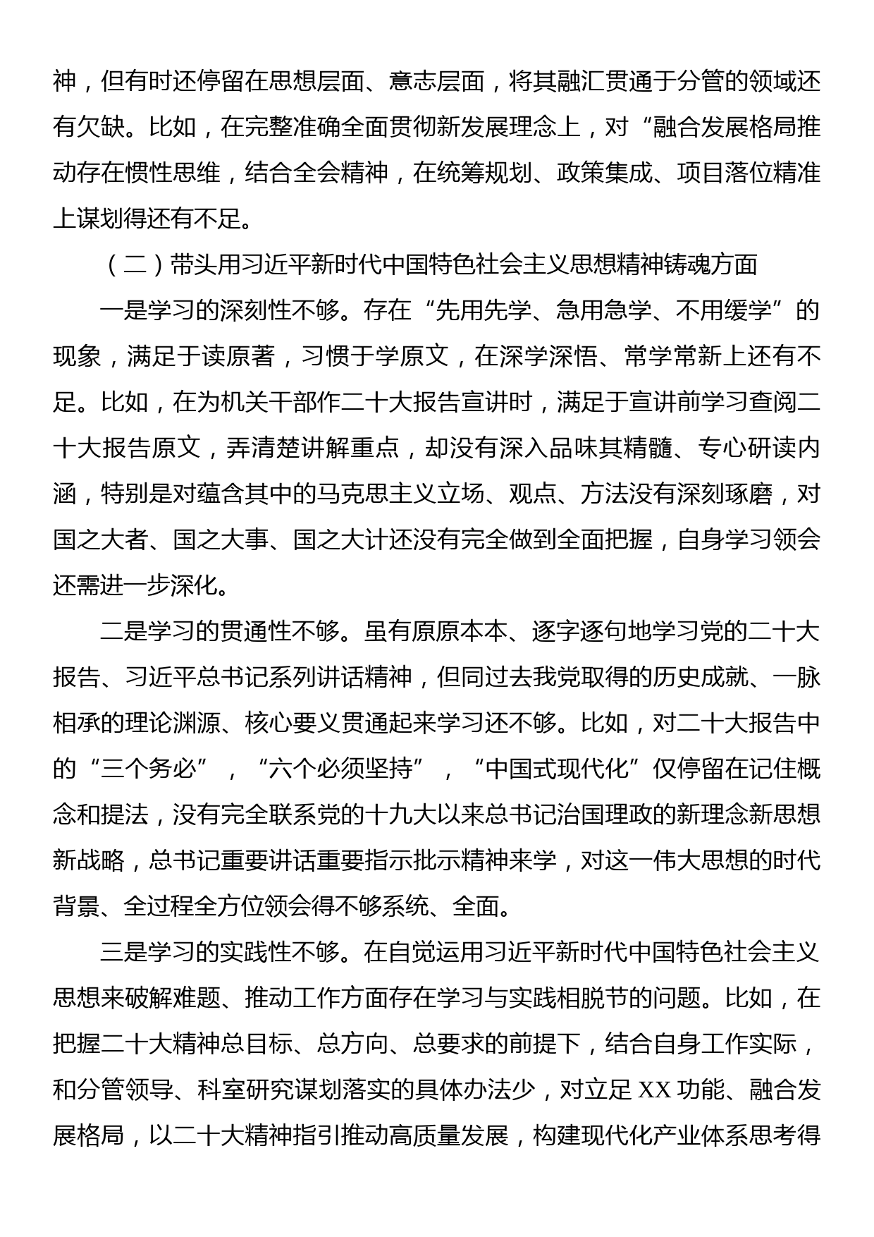 发改委党组书记2022年度民主生活会对照检查材料_第2页