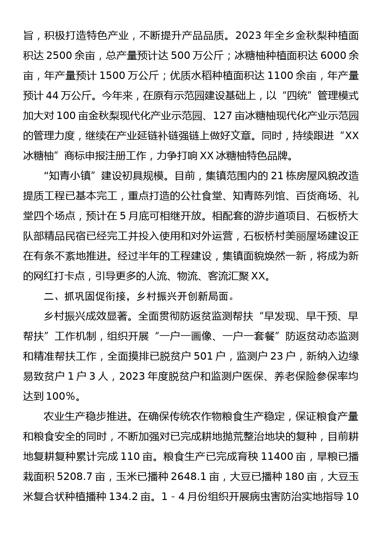 XX乡2023年上半年工作总结及下半年目标任务和工作安排_第2页