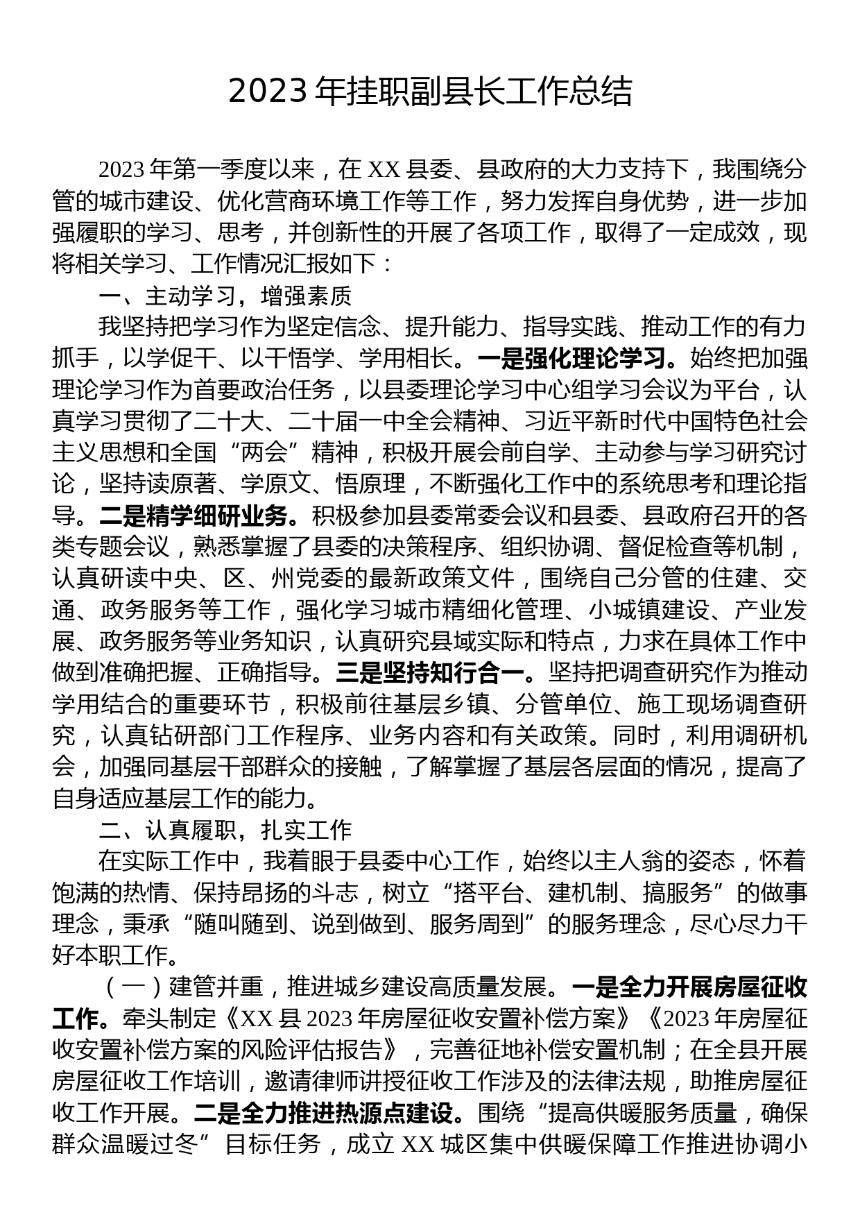 2023年挂职副县长工作总结_第1页