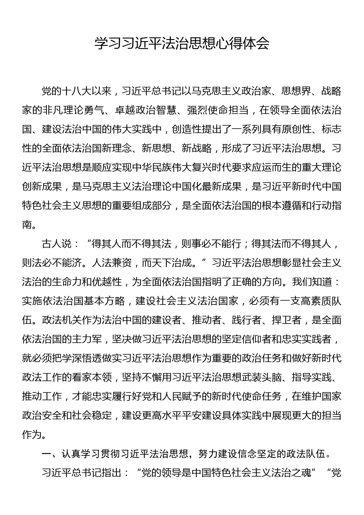 学习习近平法治思想心得体会_第1页