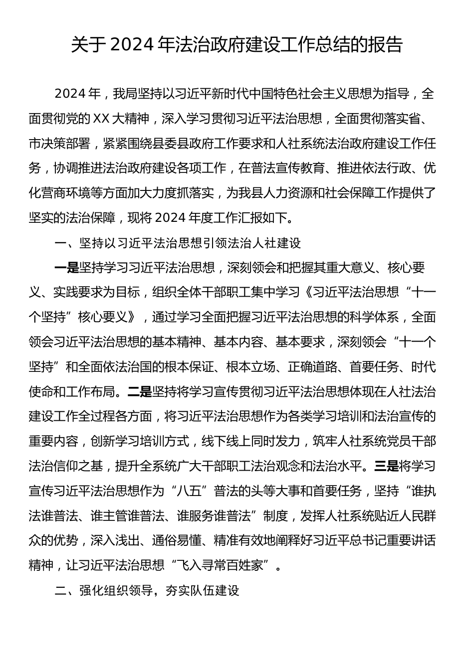 关于2024年法治政府建设工作总结的报告.docx_第1页