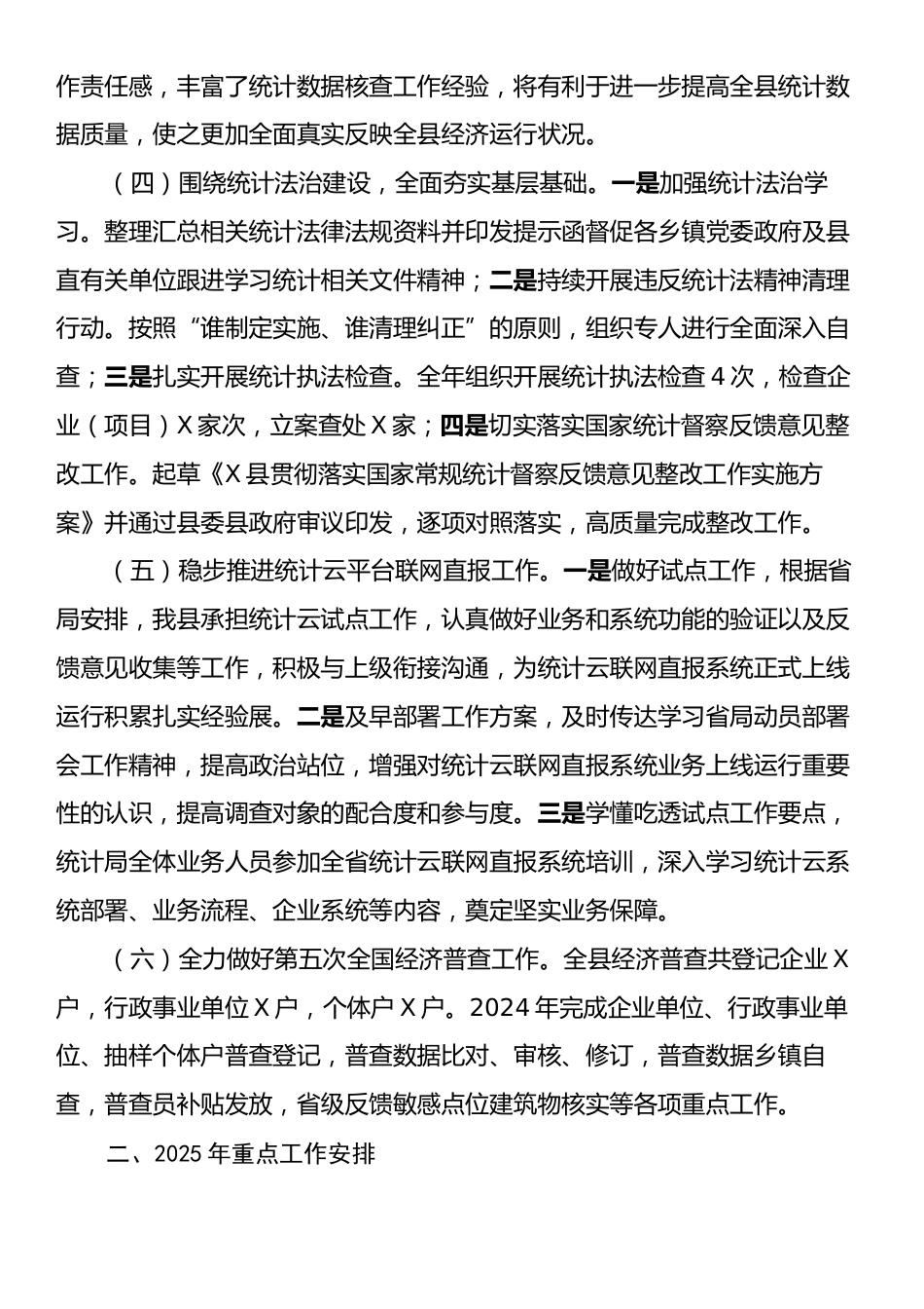 X县统计局2024年工作总结和2025年工作要点.docx_第2页