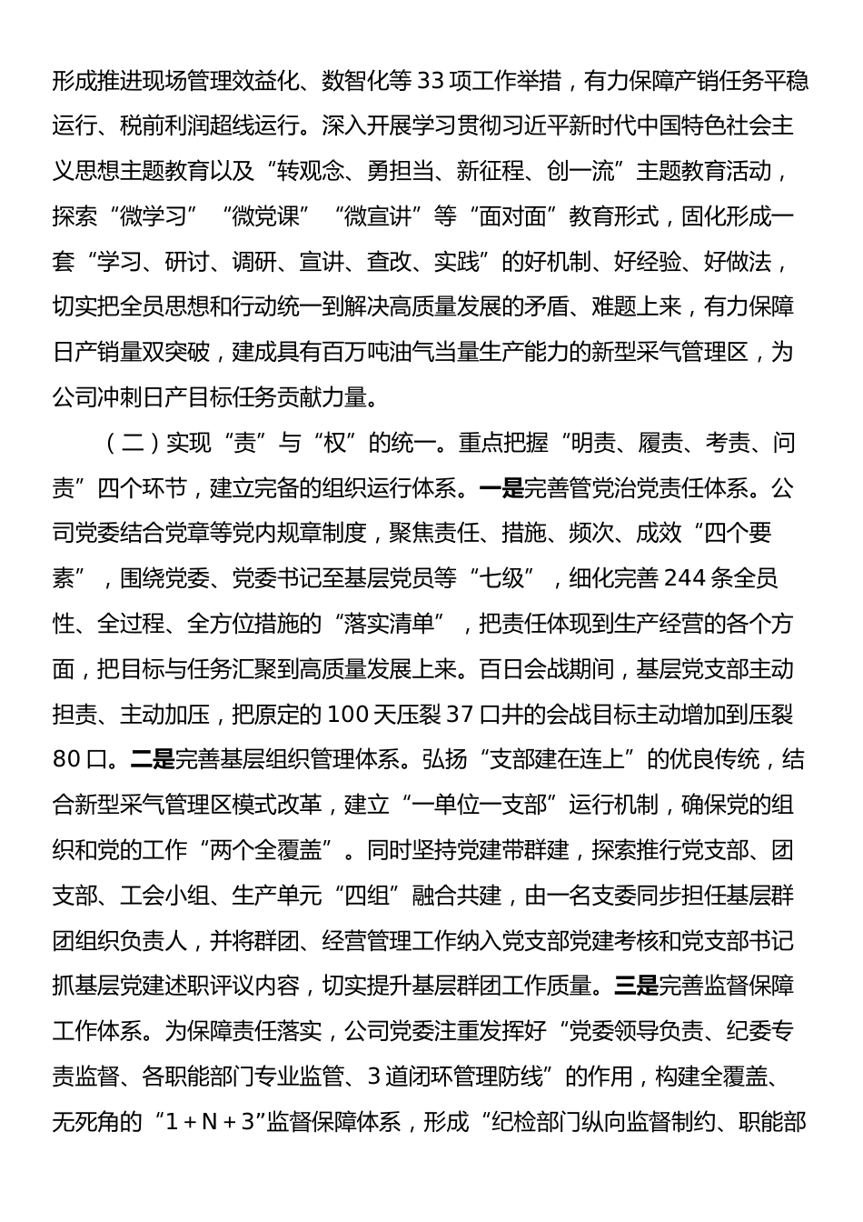 国有能源企业2024年度落实全面从严治党主体责任情况的报告.docx_第2页