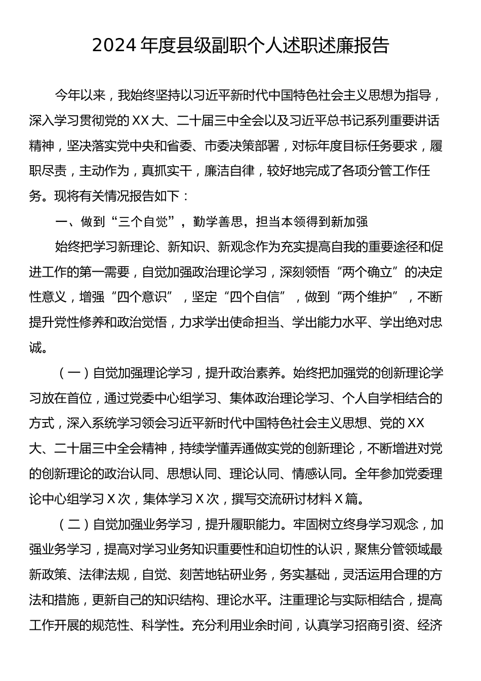 2024年度县级副职个人述职述廉报告.docx_第1页