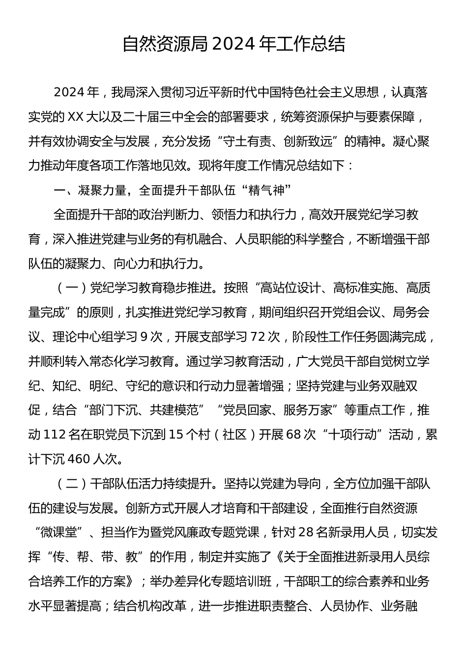 自然资源局2024年工作总结.docx_第1页