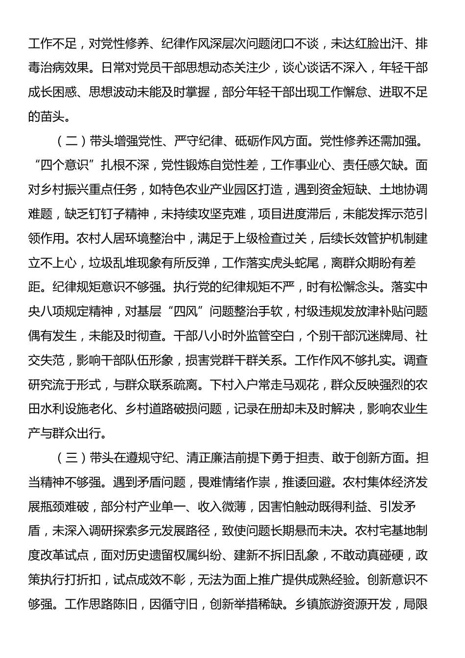 乡镇党委书记2024年专题民主生活会对照检查发言材料（四个带头）.docx_第2页