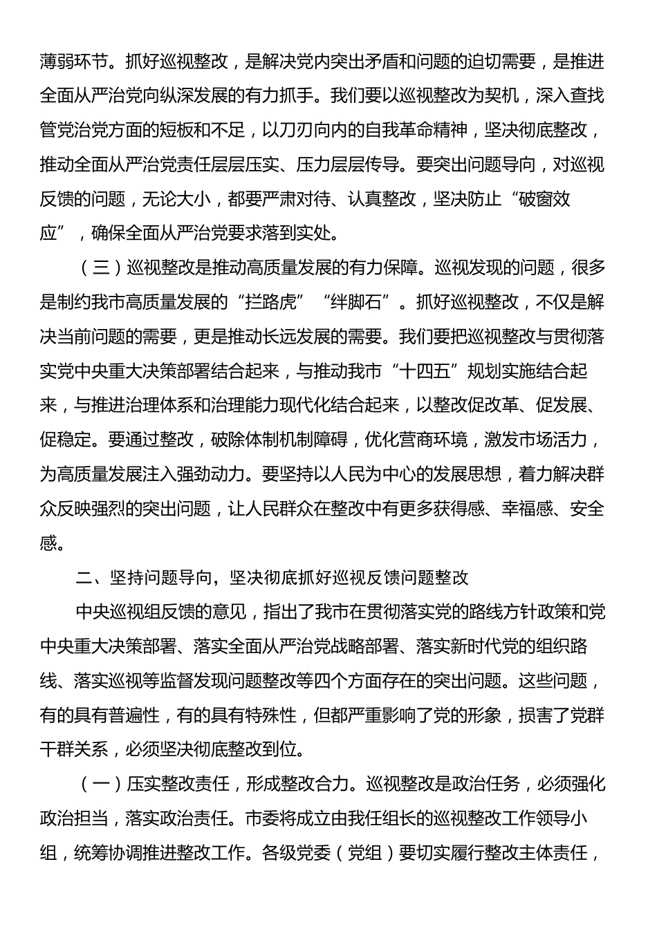 市纪委书记在全市贯彻落实中央巡视组巡视反馈意见整改工作动员会上的讲话.docx_第2页