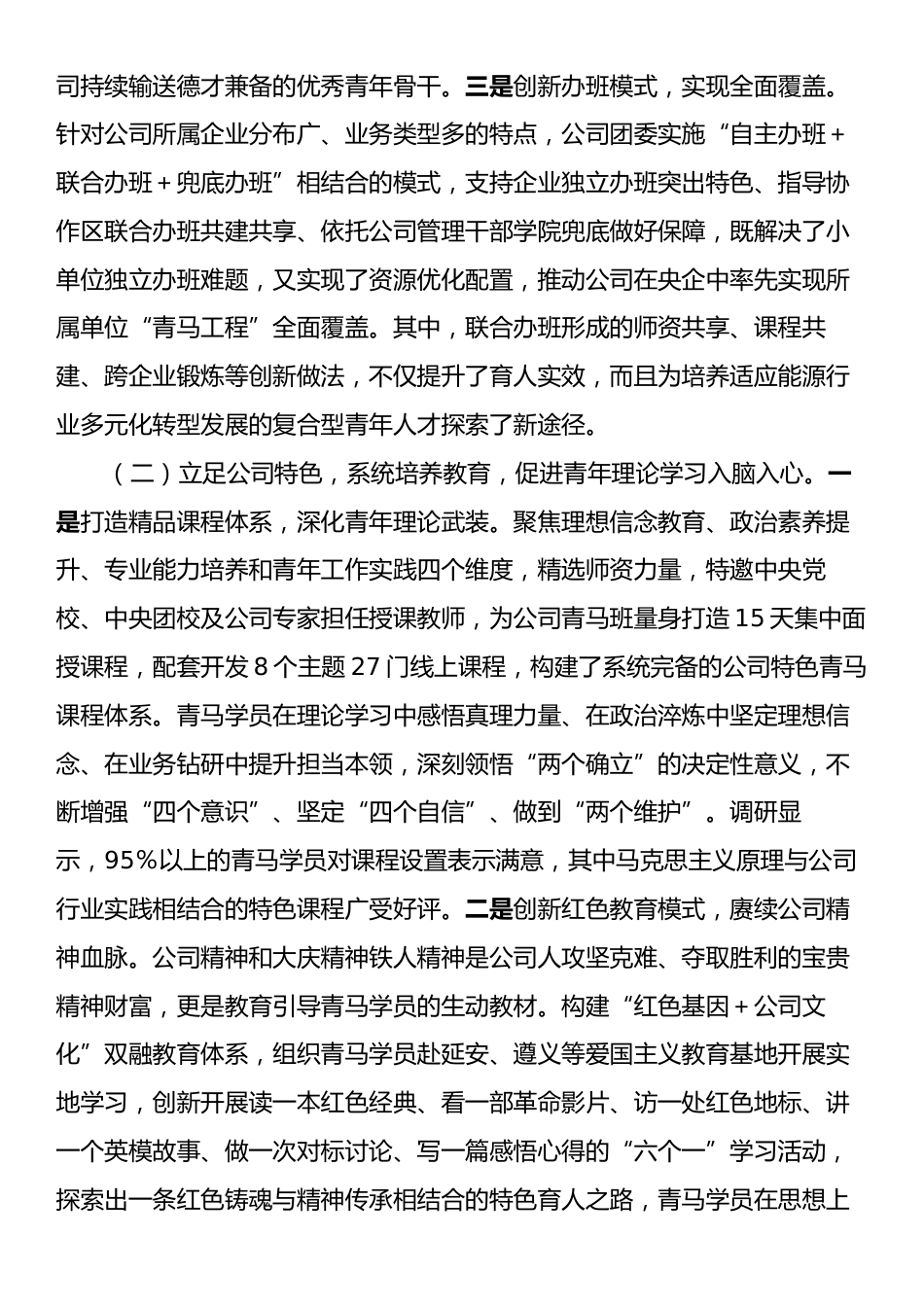 国有企业关于推进“青马工程”强化青年干部培养工作情况的报告.docx_第2页