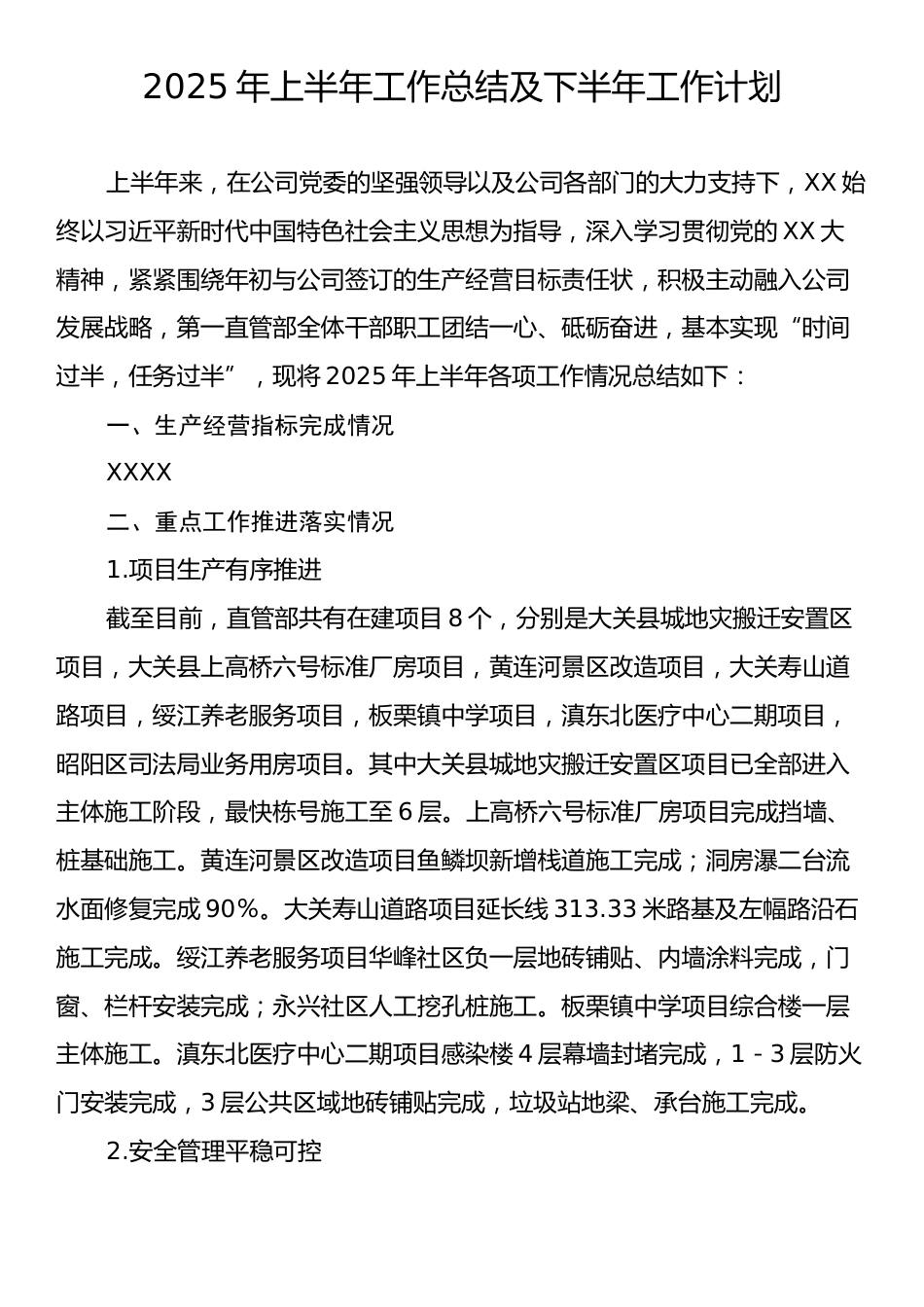 2025年上半年工作总结及下半年工作计划.docx_第1页