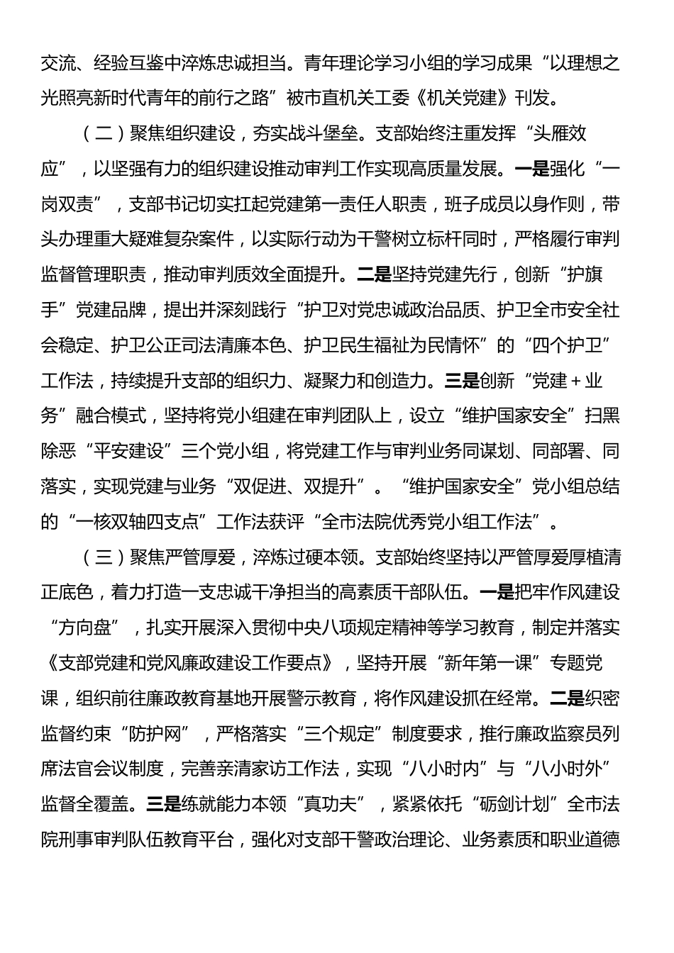 法院第一党支部上半年落实全面从严治党主体责任工作情况报告.docx_第2页