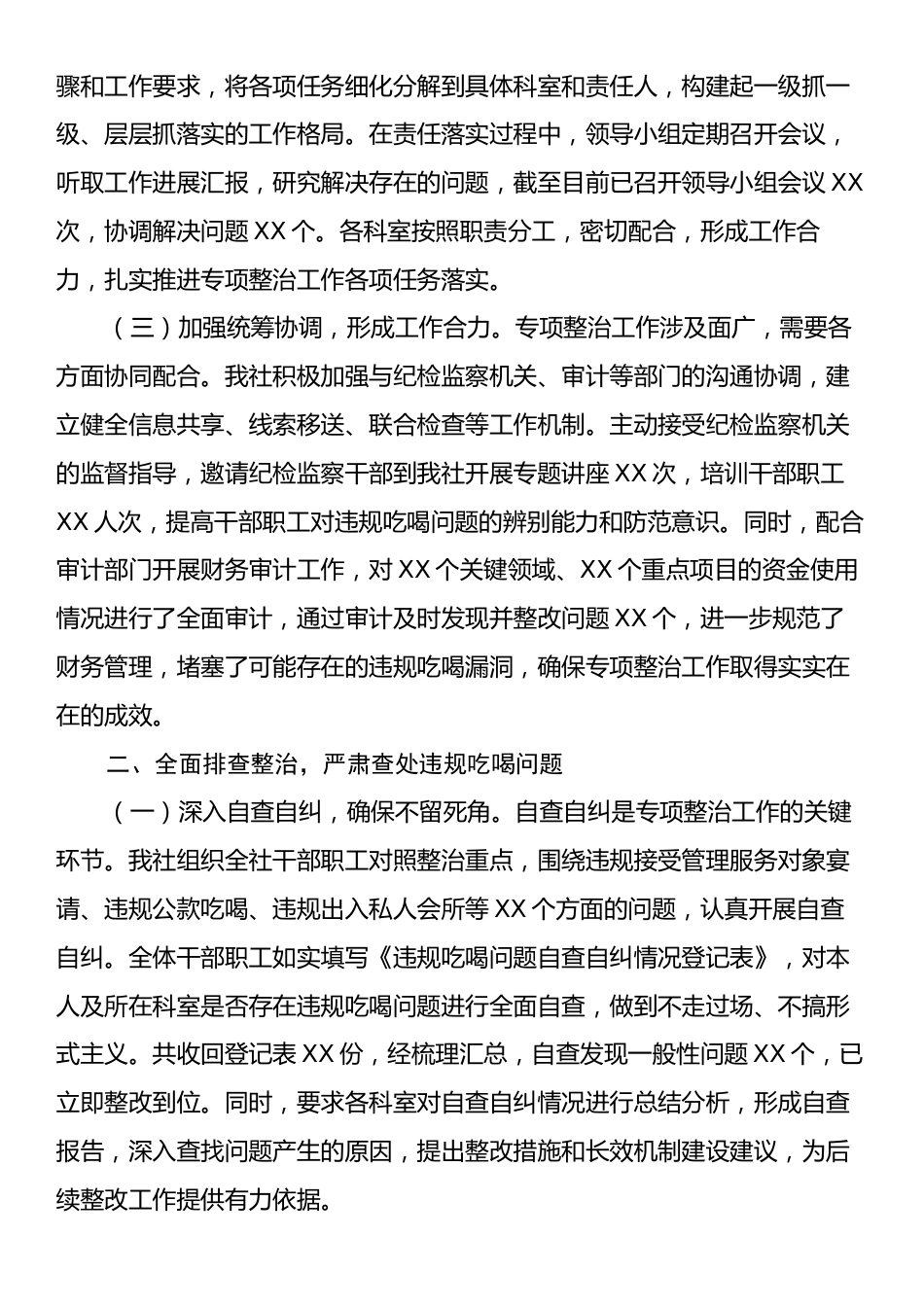 市供销社关于违规吃喝专项整治工作进展情况汇报.docx_第2页