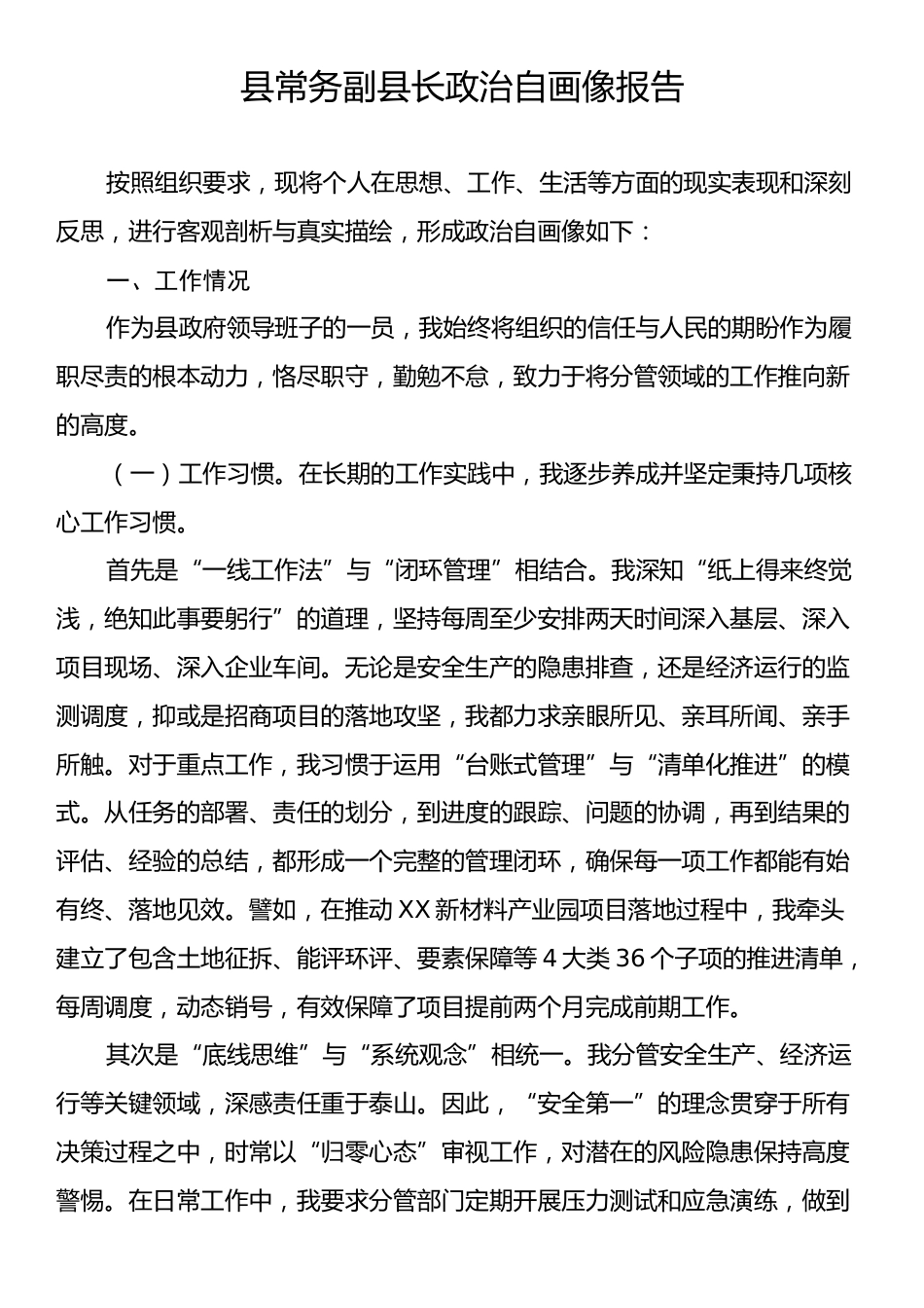 县常务副县长政治自画像报告.docx_第1页
