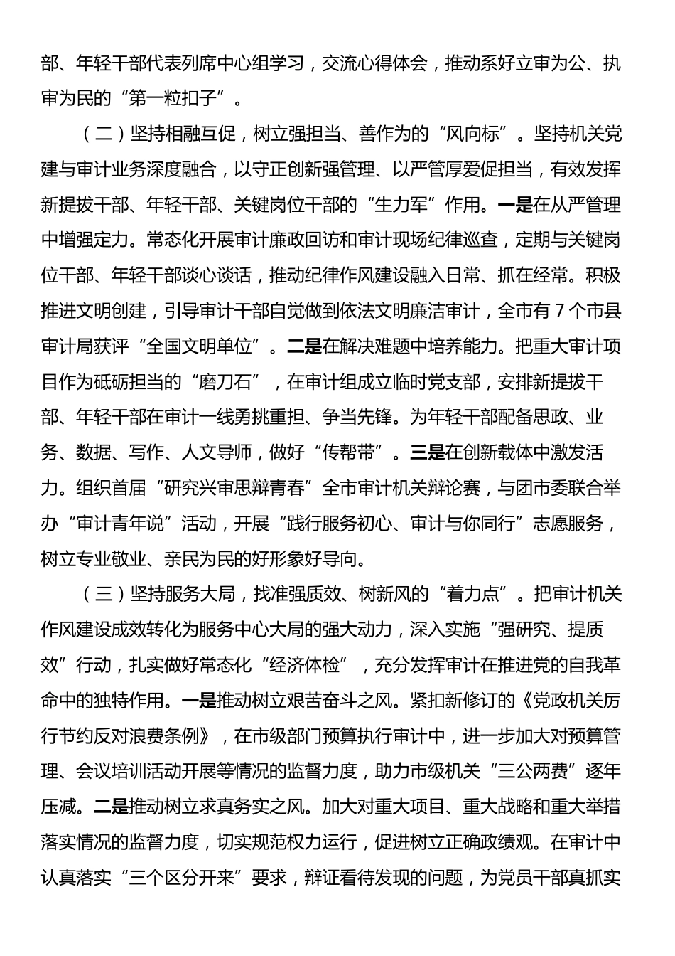 市审计局党组关于推进审计干部队伍作风建设工作情况的报告.docx_第2页