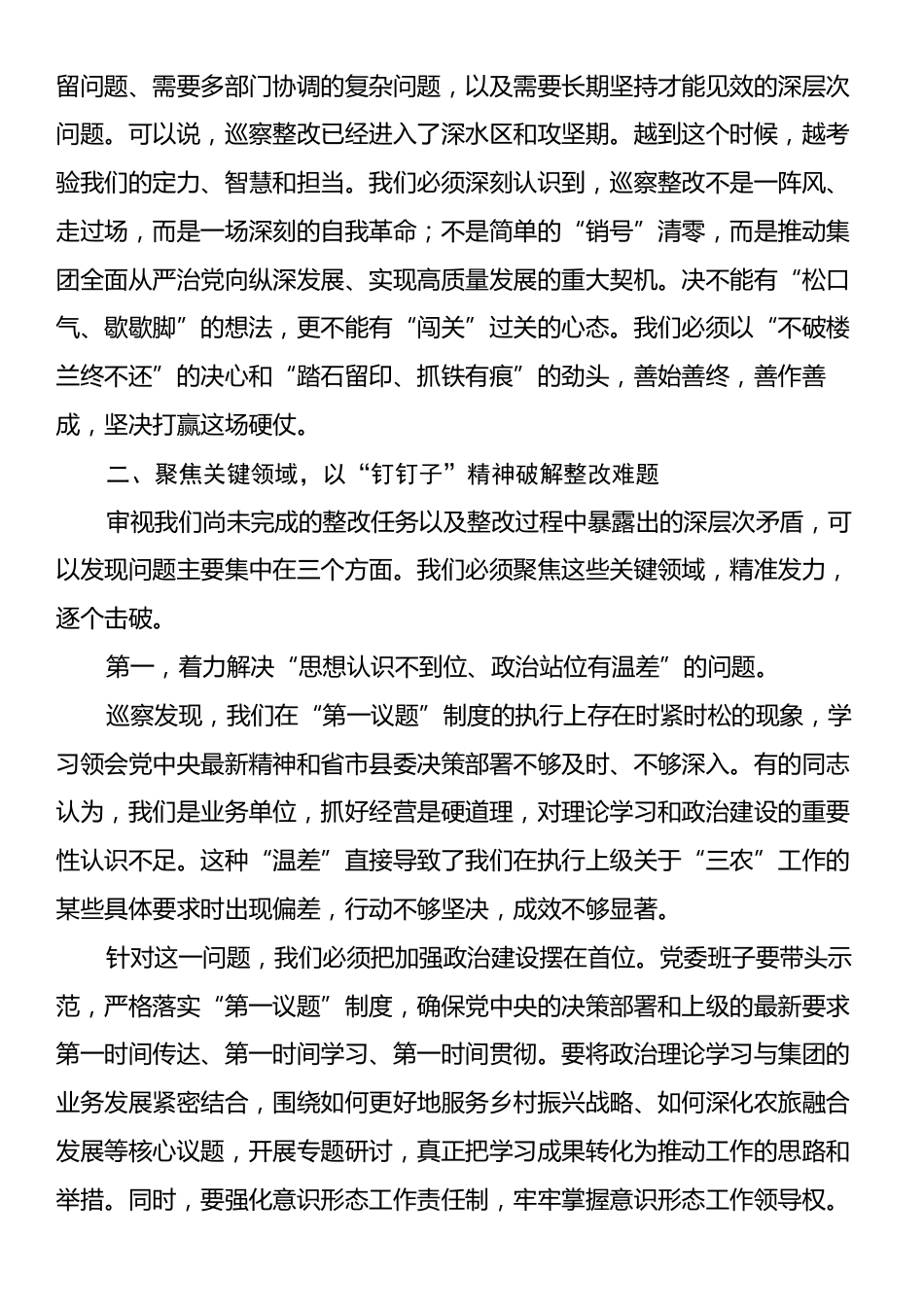 在XX农旅集团党委巡察整改工作推进会上的讲话.docx_第2页