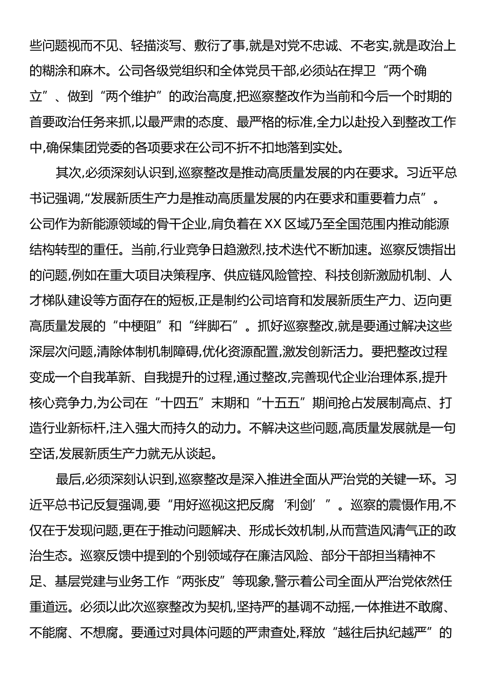 在XX公司巡察整改工作专题部署会议上的讲话.docx_第2页
