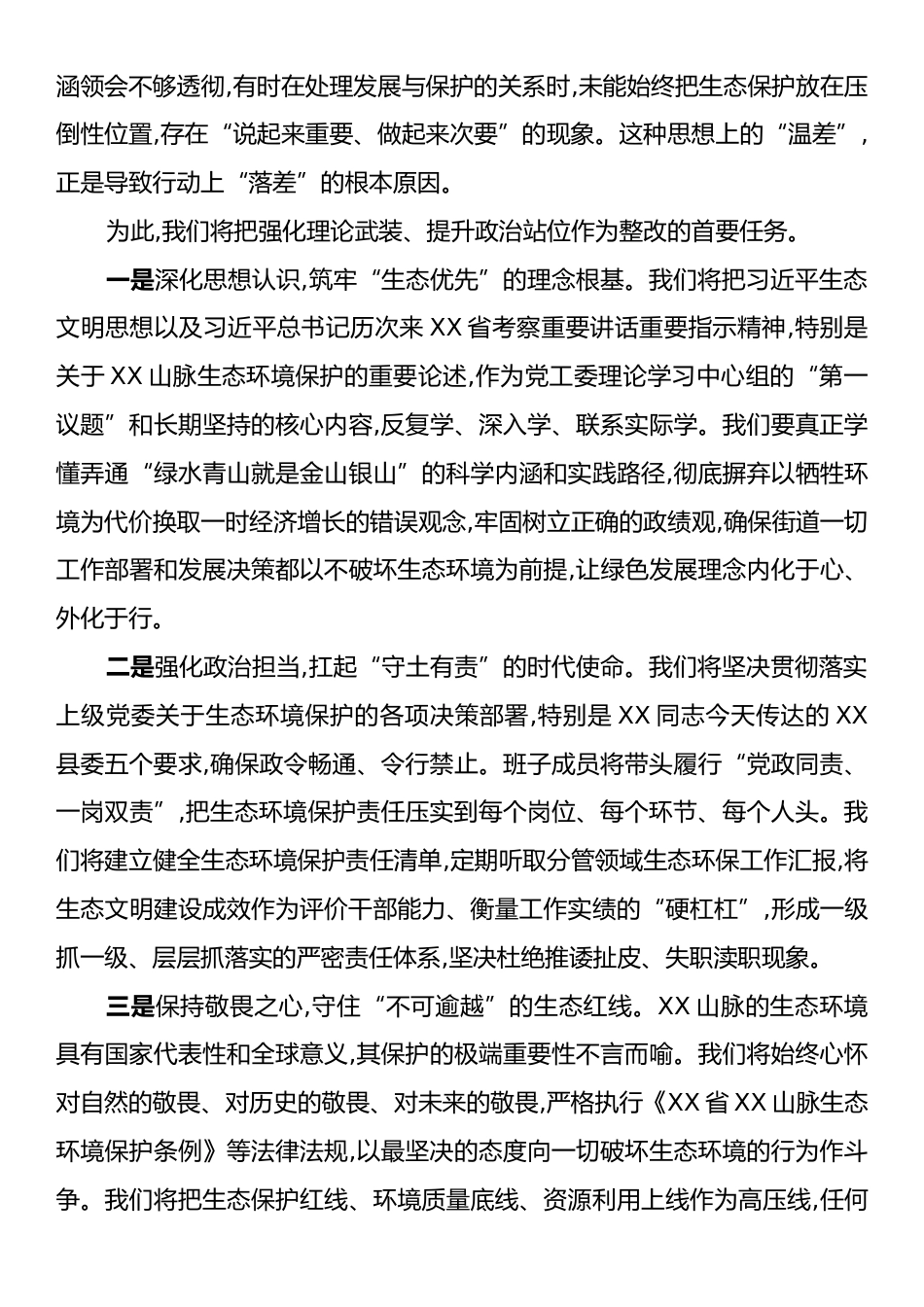 在XX街道党工委领导班子生态环境保护专题民主生活会上的表态发言.docx_第2页