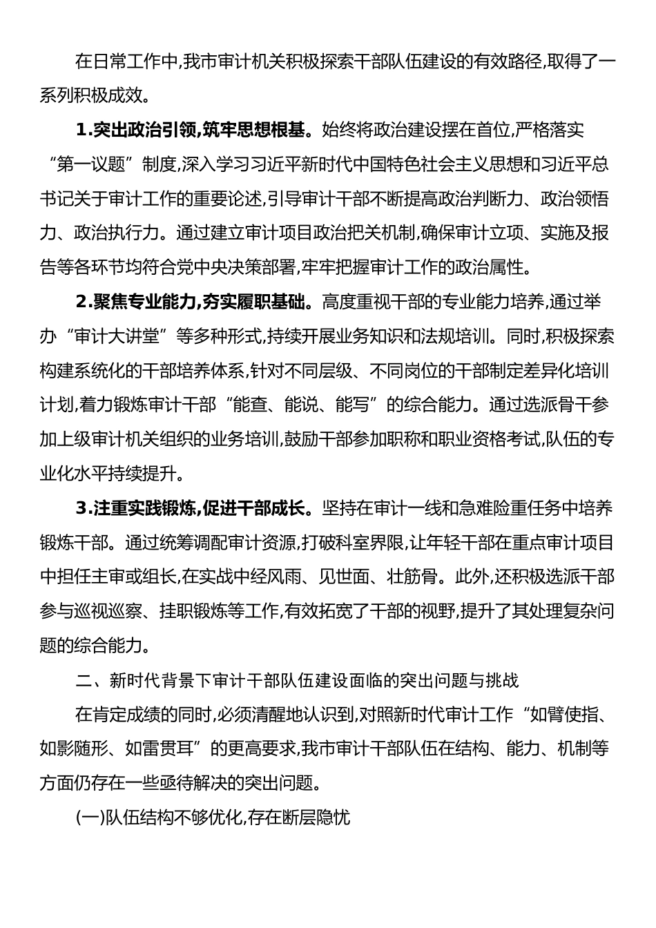 XX市审计局关于新时代审计干部队伍建设情况的调研报告.docx_第2页