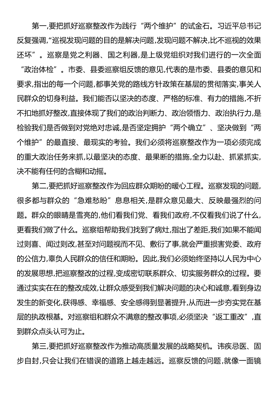 在XX镇市、县巡察反馈问题整改工作专题推进会议上的讲话.docx_第2页