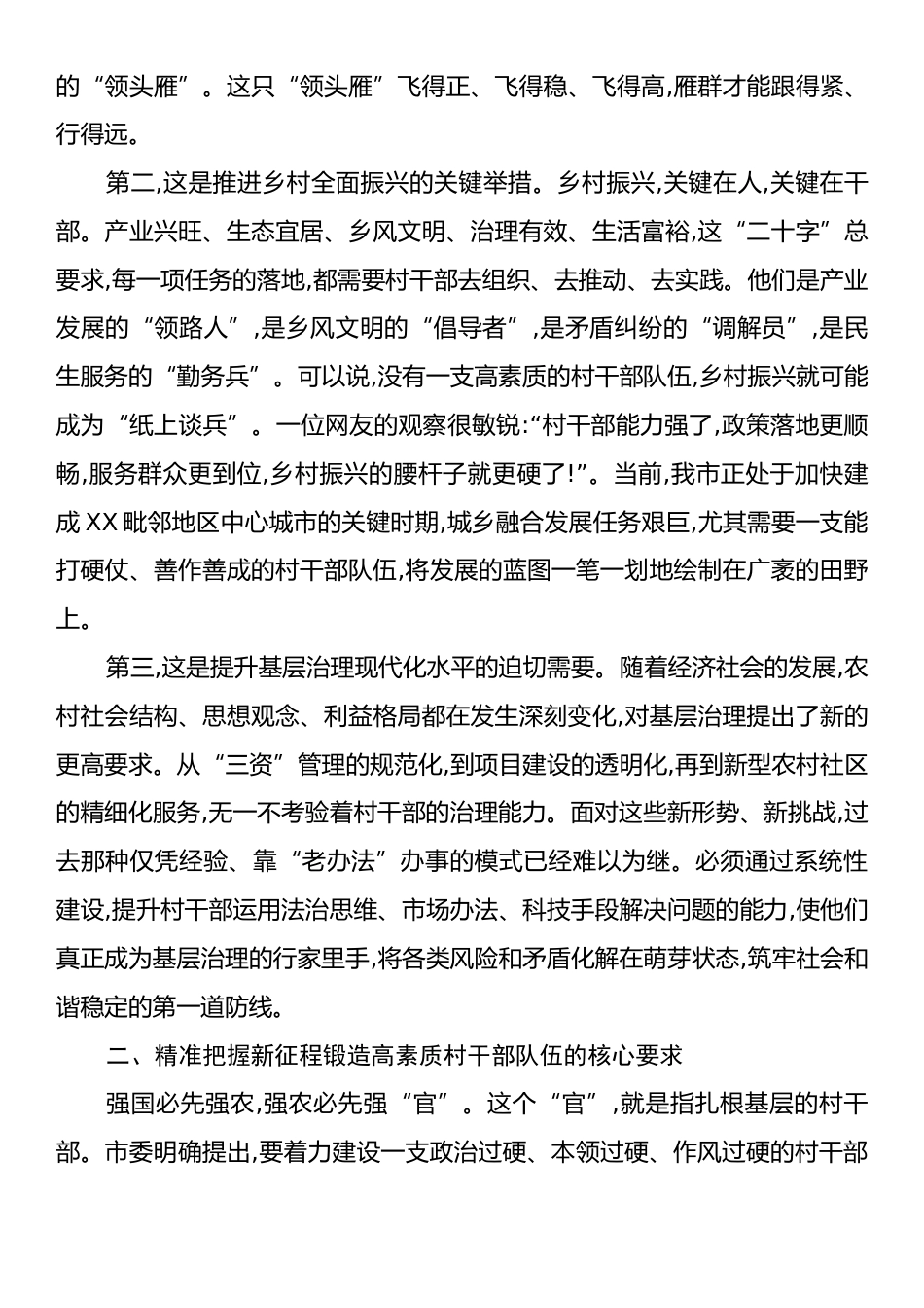 在XX市村干部队伍建设专题会议上的讲话.docx_第2页