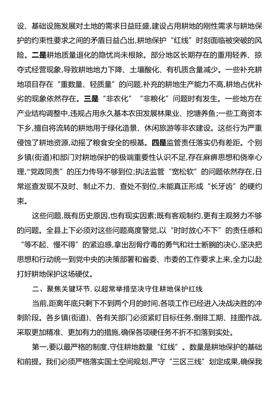在XX县人民政府2025年耕地保护工作会议上的讲话.docx_第2页