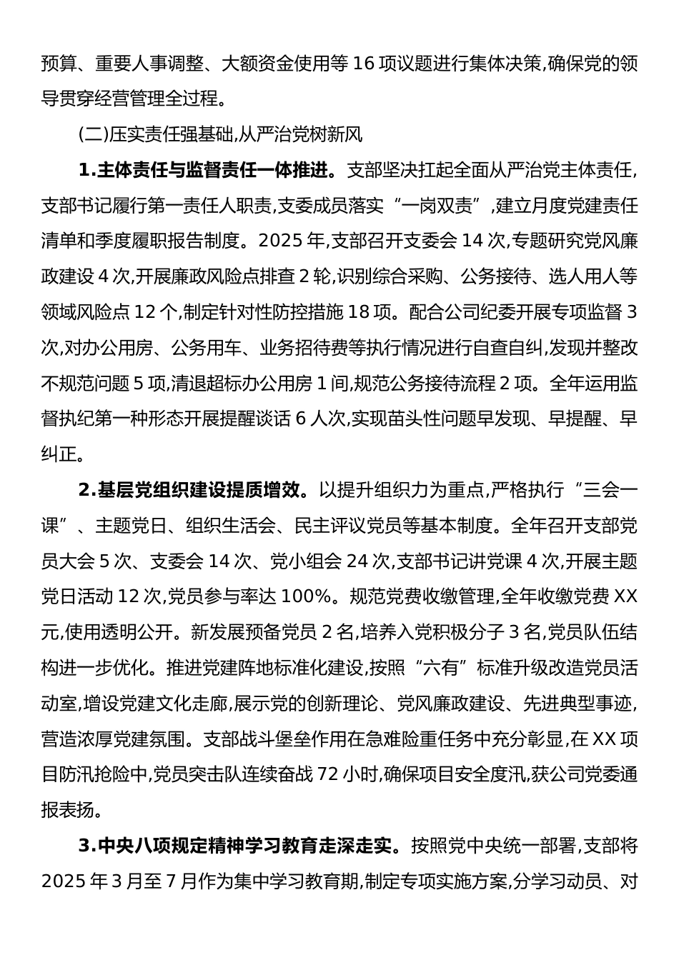 XX市XX公司综合管理党支部2025年度工作总结.docx_第2页
