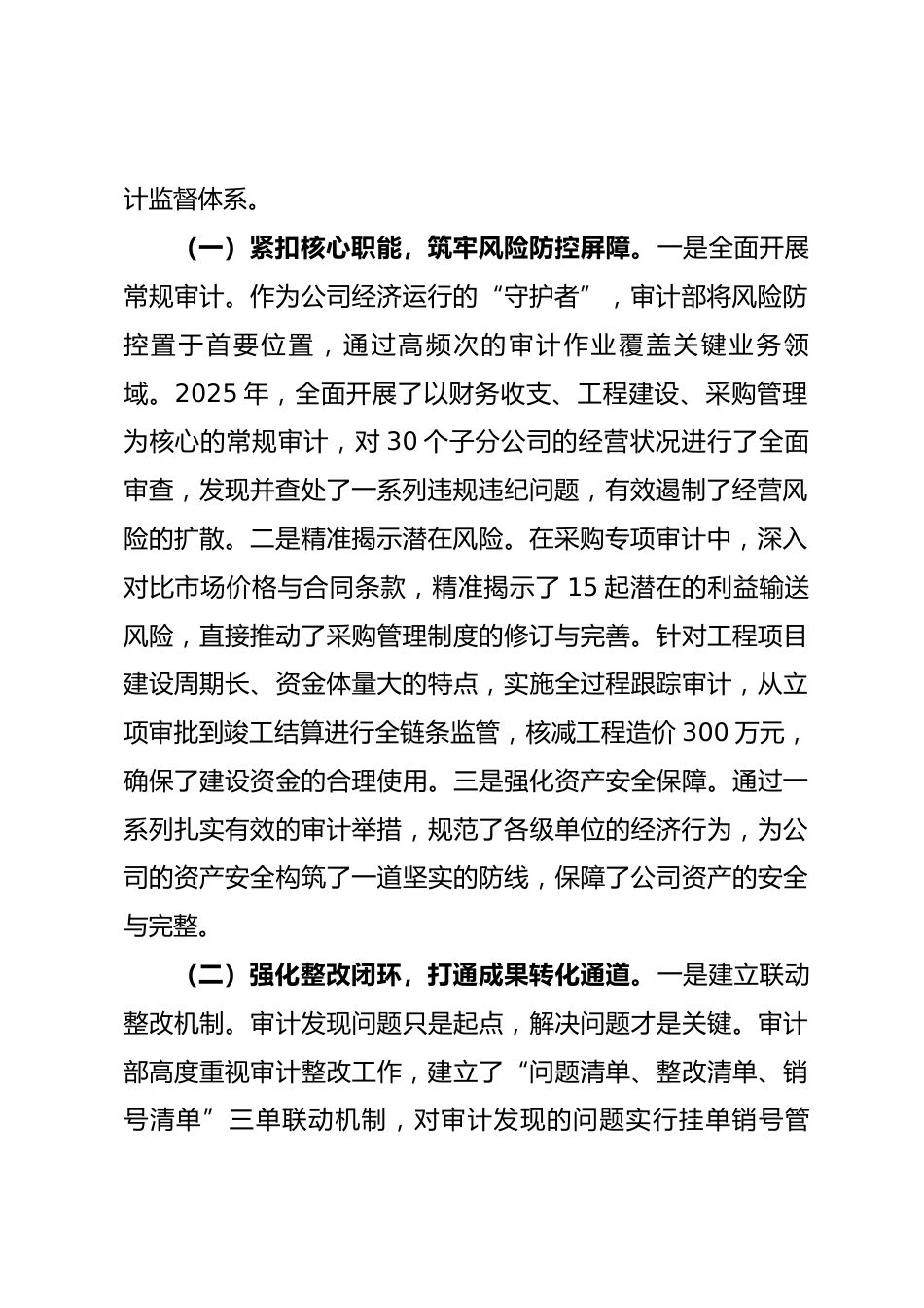 公司审计部2025年度工作总结暨2026年工作计划.docx_第2页
