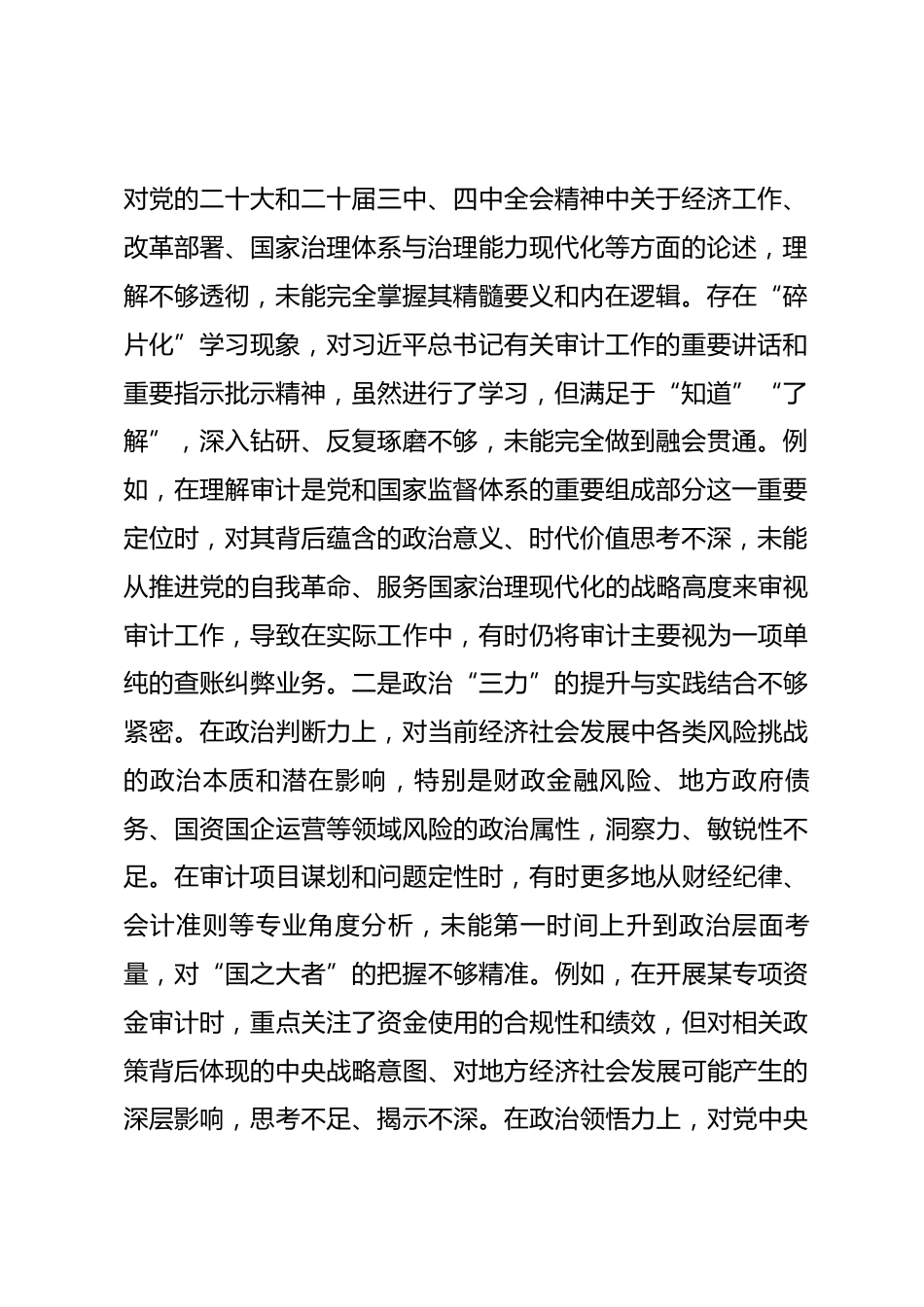 市审计局党员干部2025年度专题组织生活会个人对照检查材料.docx_第2页