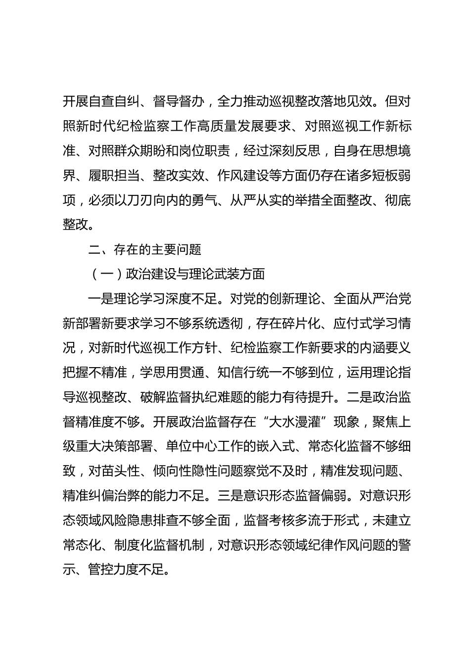 巡视整改专题民主生活会纪委书记个人发言提纲.docx_第2页